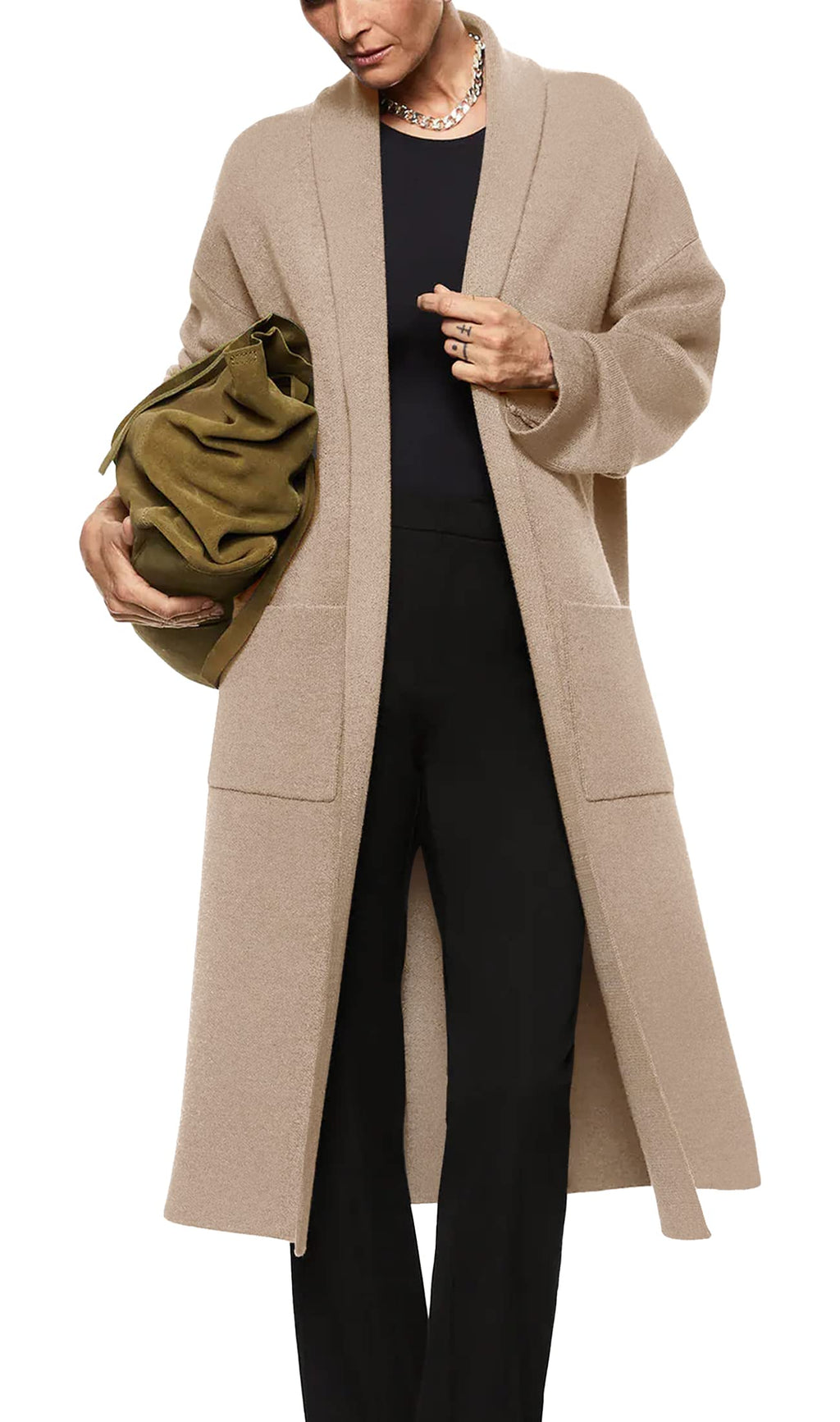 usvara Womens Oversized Open Front Cardigan