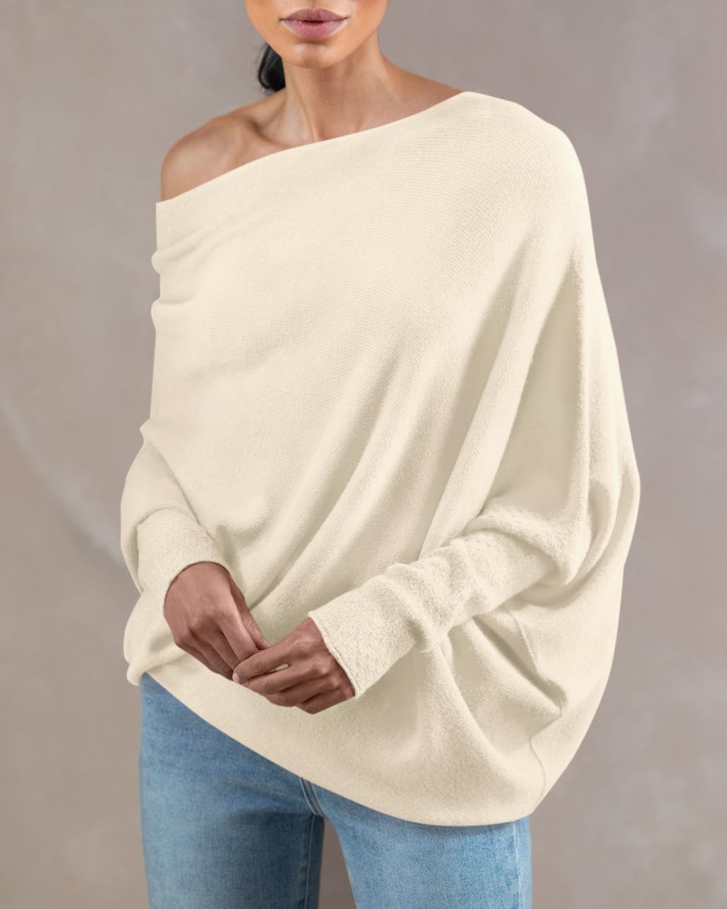 usvara Womens Boat Neck Oversized Knit Sweater