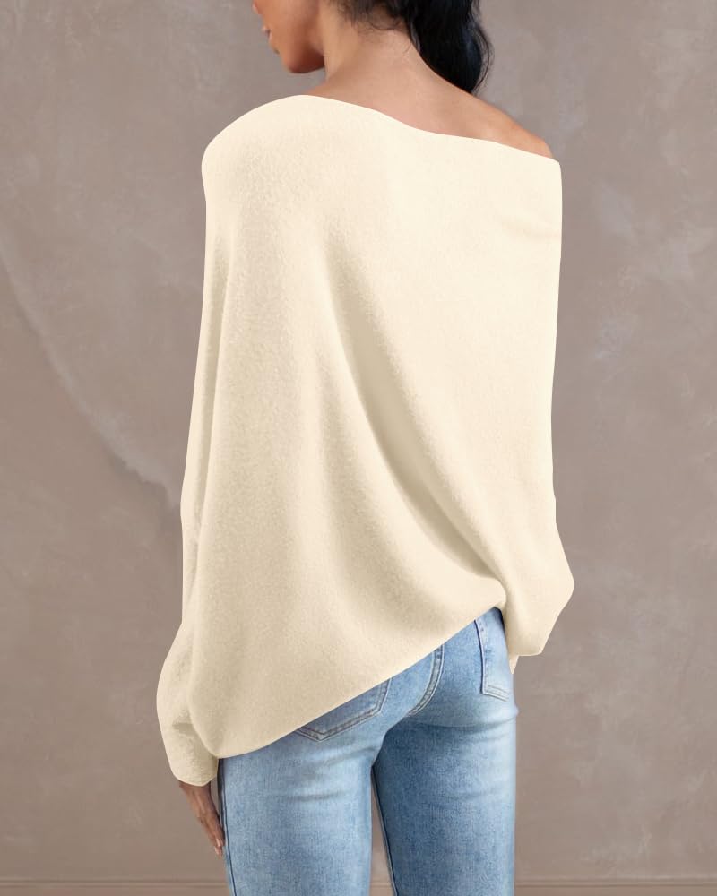 usvara Womens Boat Neck Oversized Knit Sweater