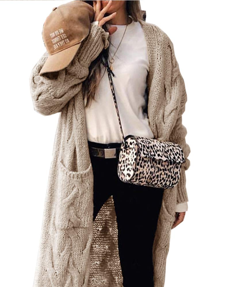usvara Womens Cable Knit Long Cardigan