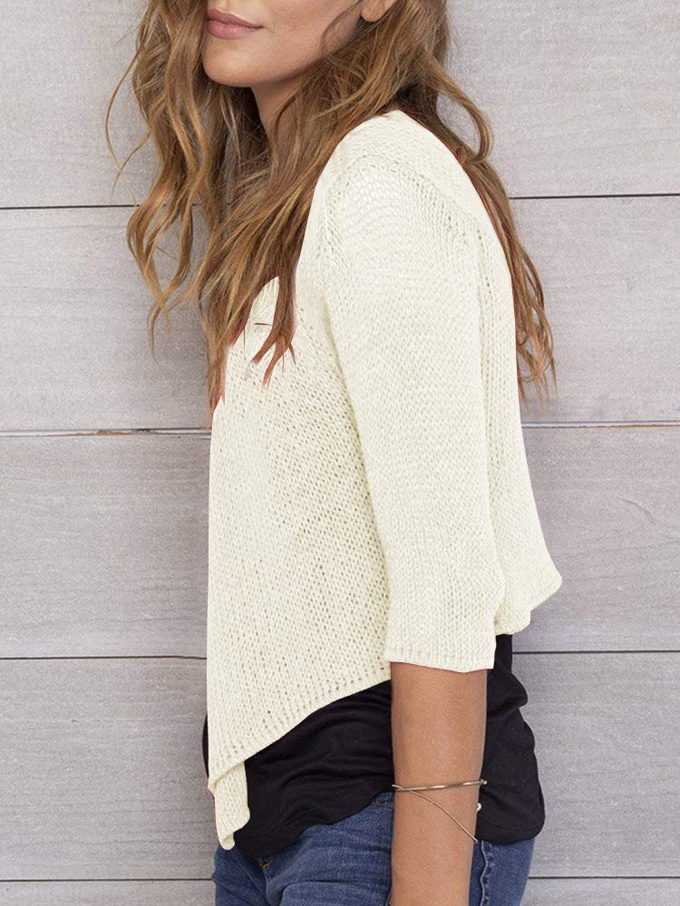 usvara Womens 3/4 Sleeve Tie Front Shrugs