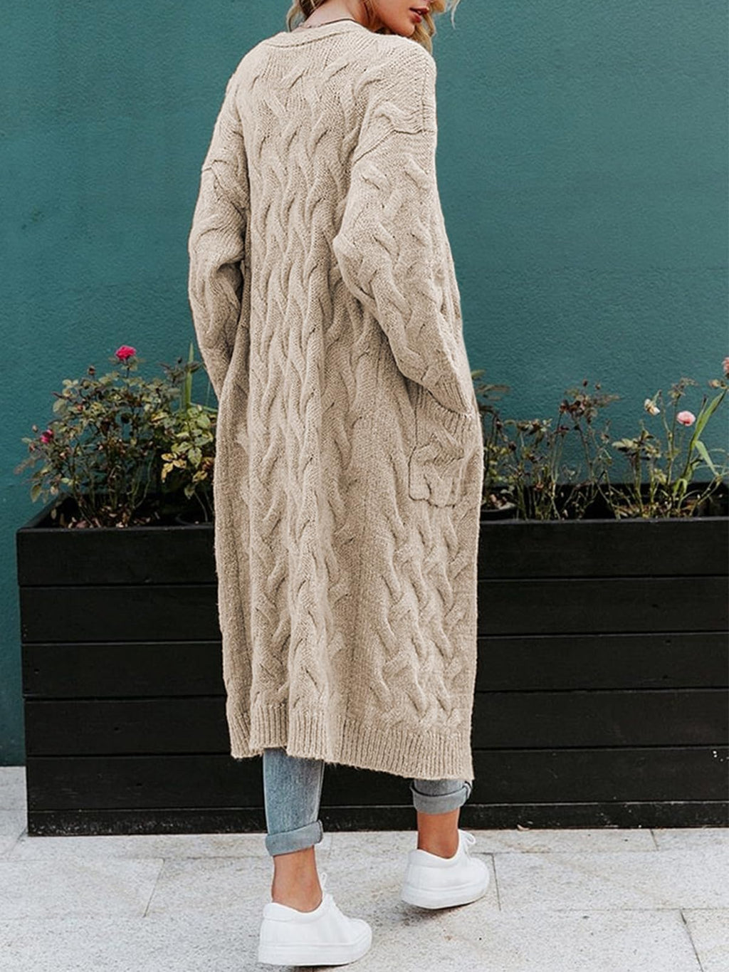 usvara Womens Cable Knit Long Cardigan