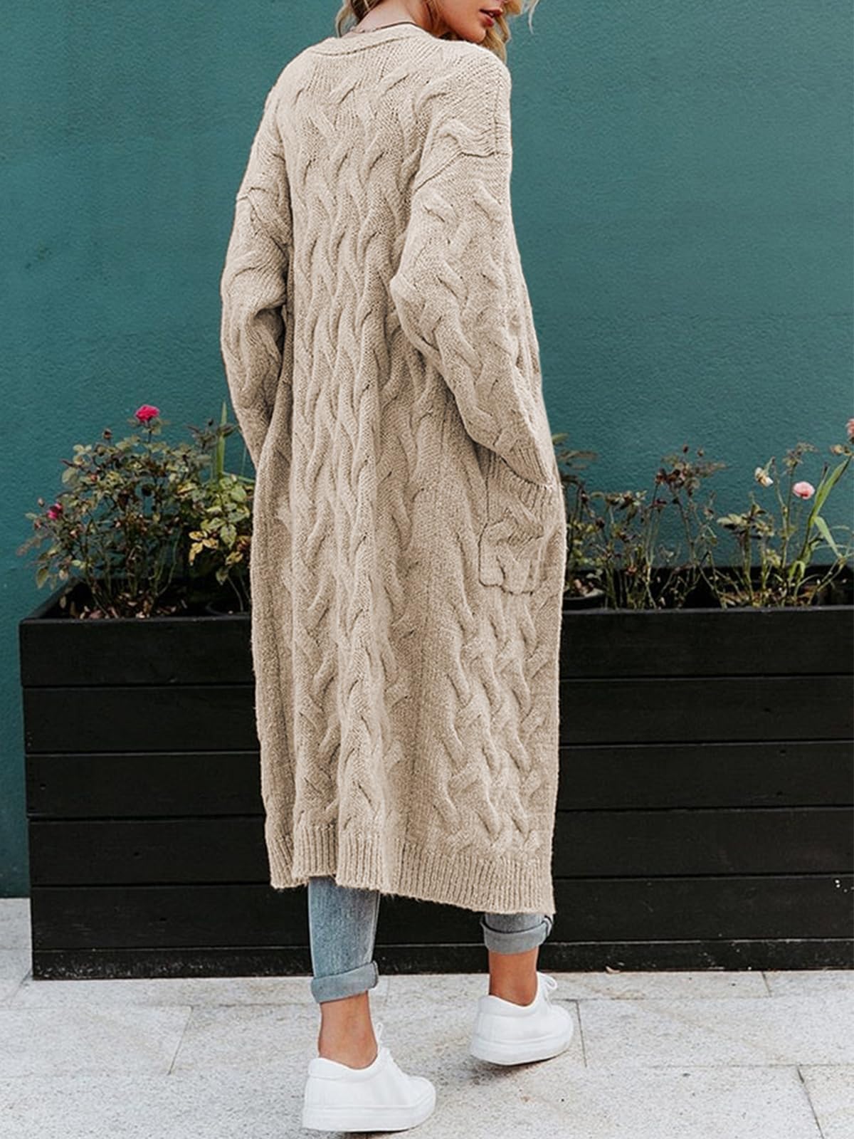 usvara Womens Cable Knit Long Cardigan