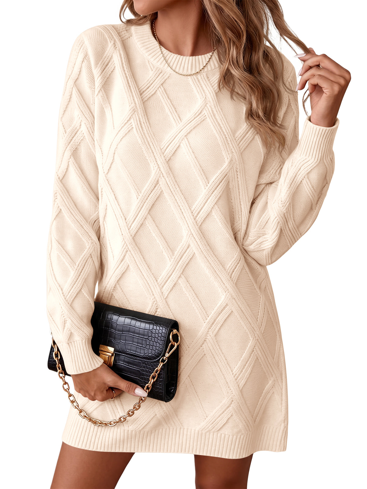 usvara Womens Cable Knit Fitted Mini Dress