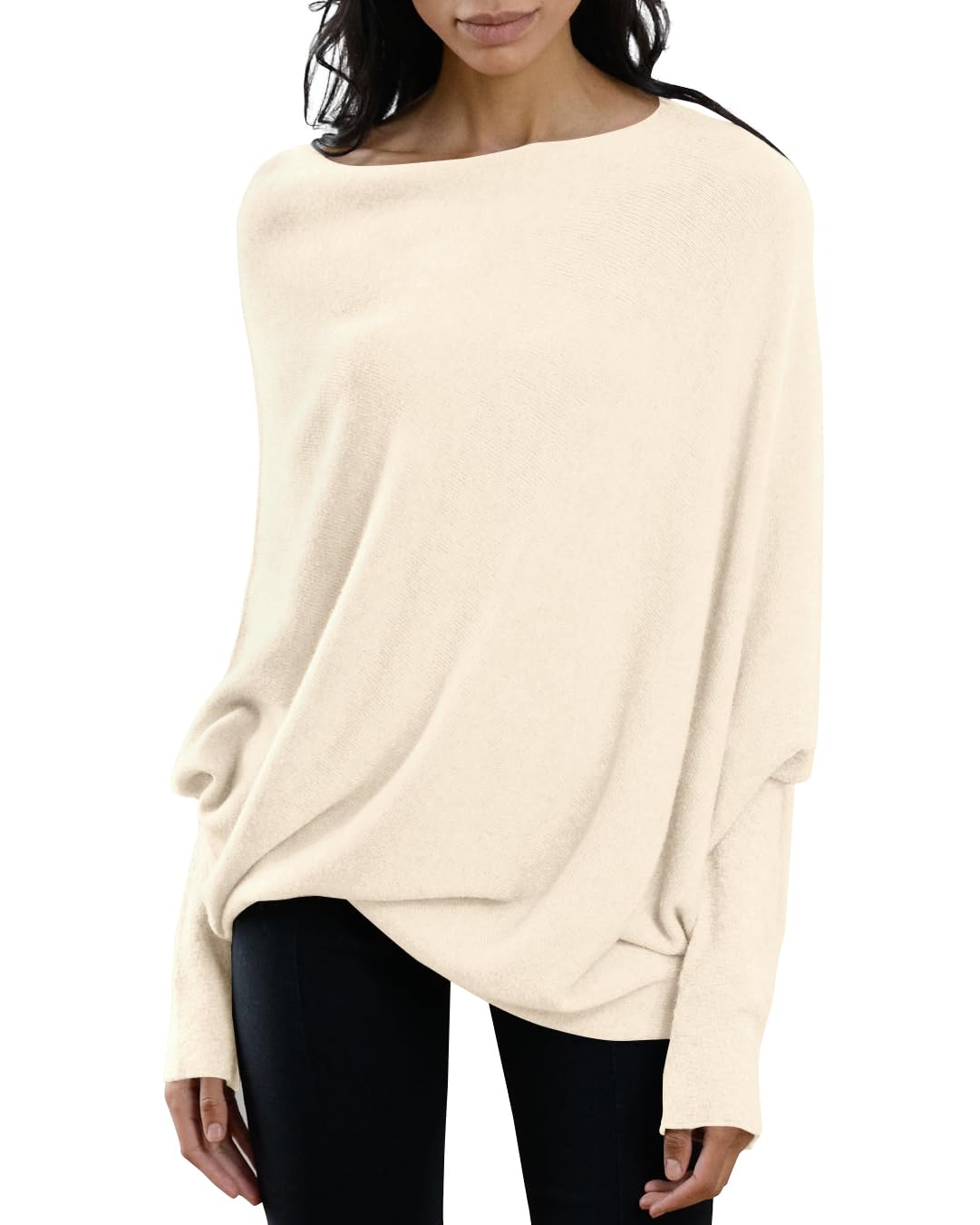 usvara Womens Boat Neck Oversized Knit Sweater