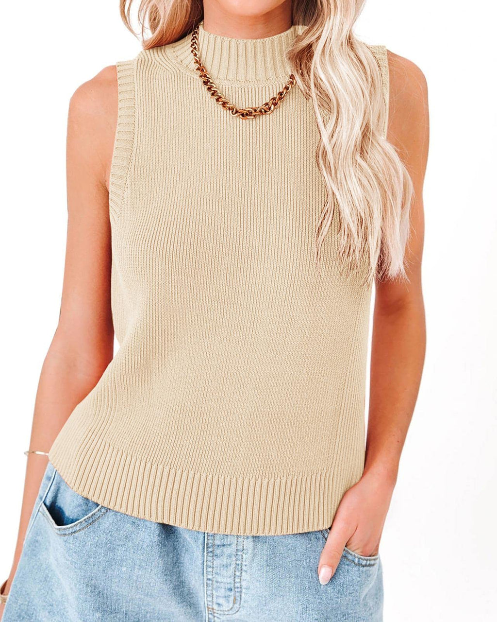 usvara Womens High Neck Ribbed Tank Tops