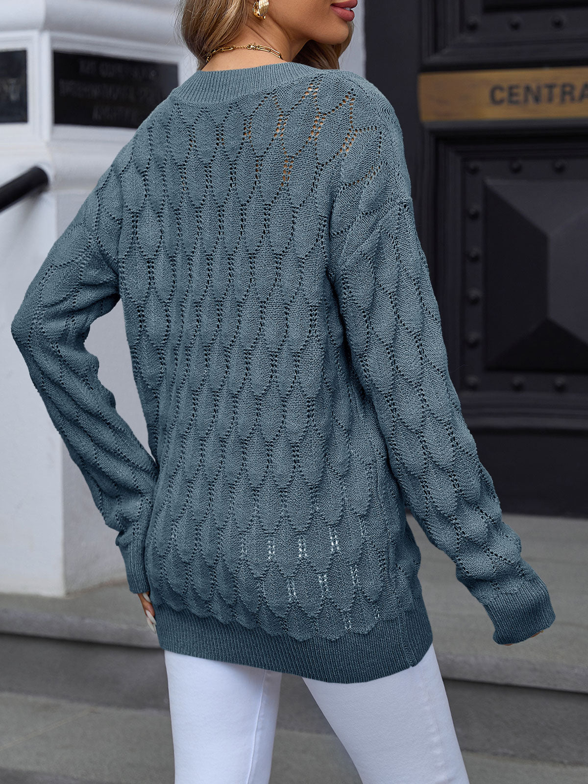 usvara Womens Crochet V Neck Blouses Sweater