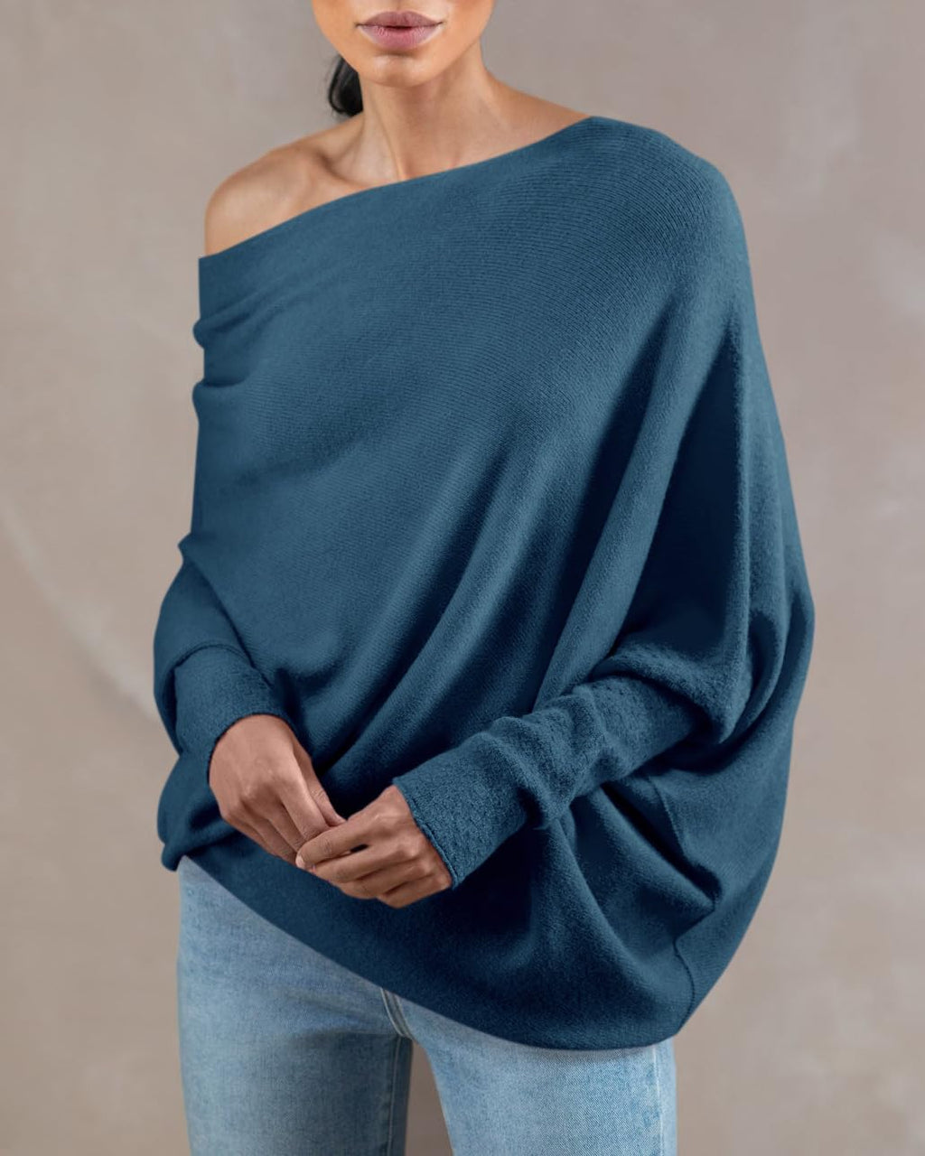 usvara Womens Boat Neck Oversized Knit Sweater