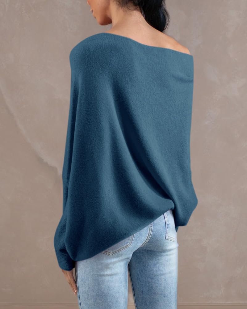 usvara Womens Boat Neck Oversized Knit Sweater