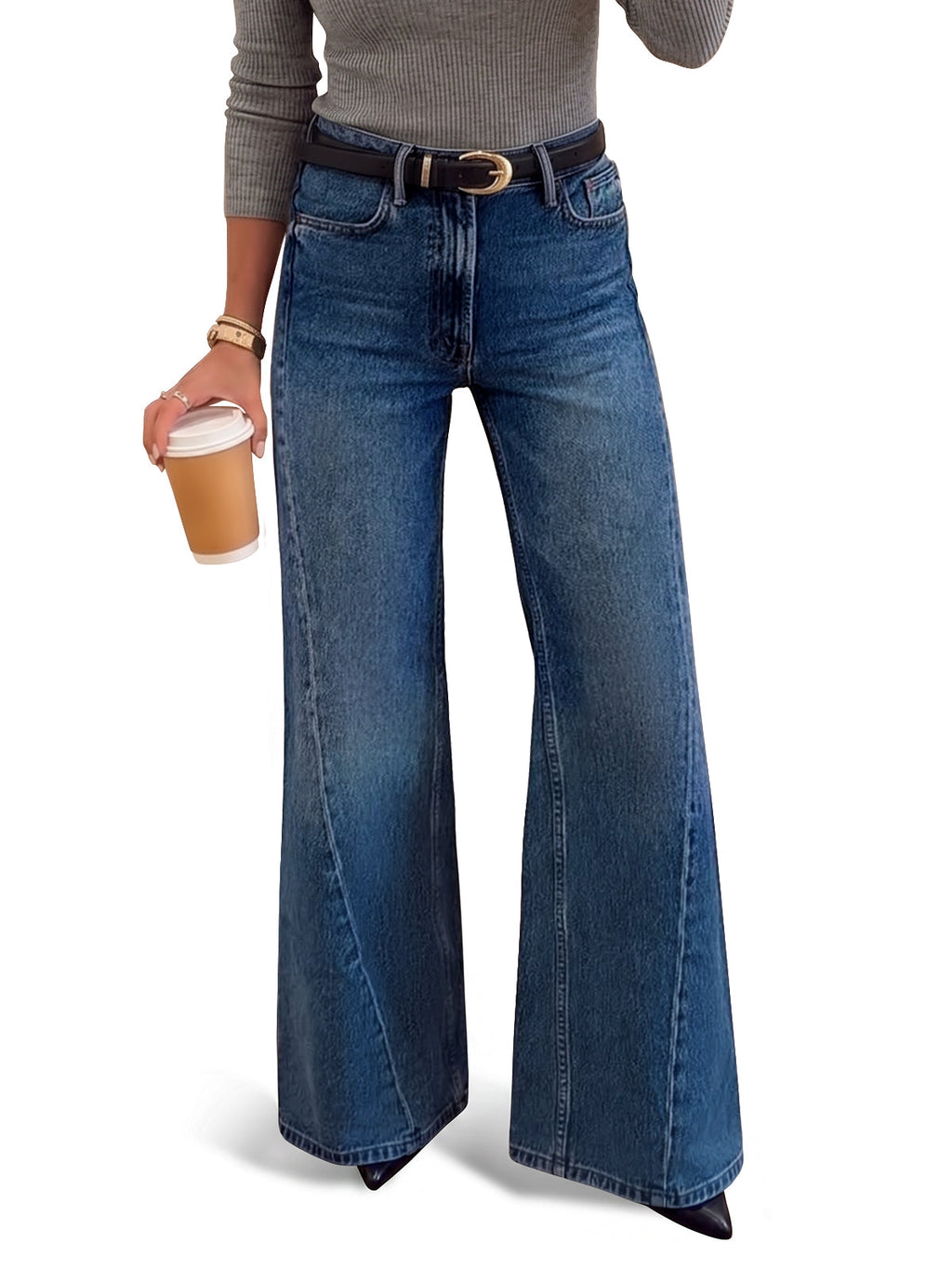 usvara Women High Waisted Flare Jeans