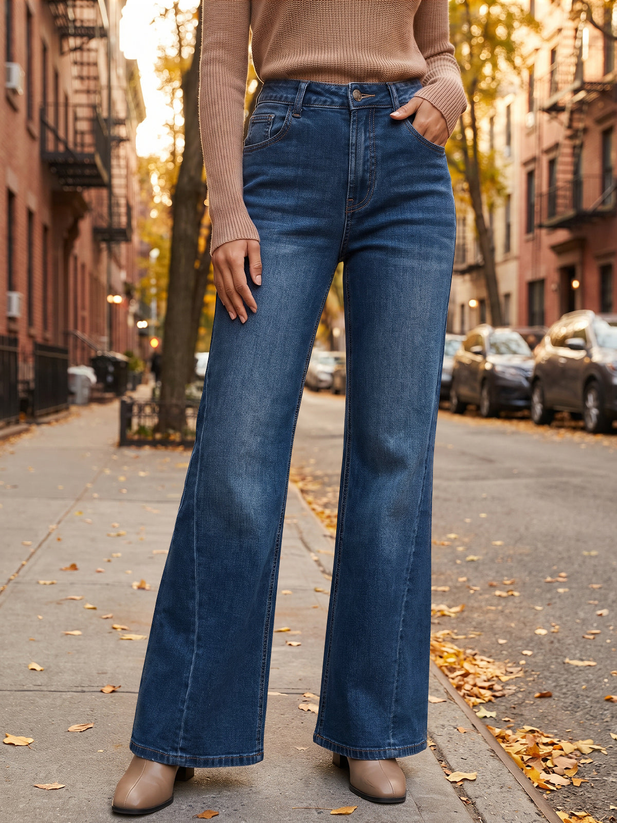 usvara Women High Waisted Flare Jeans