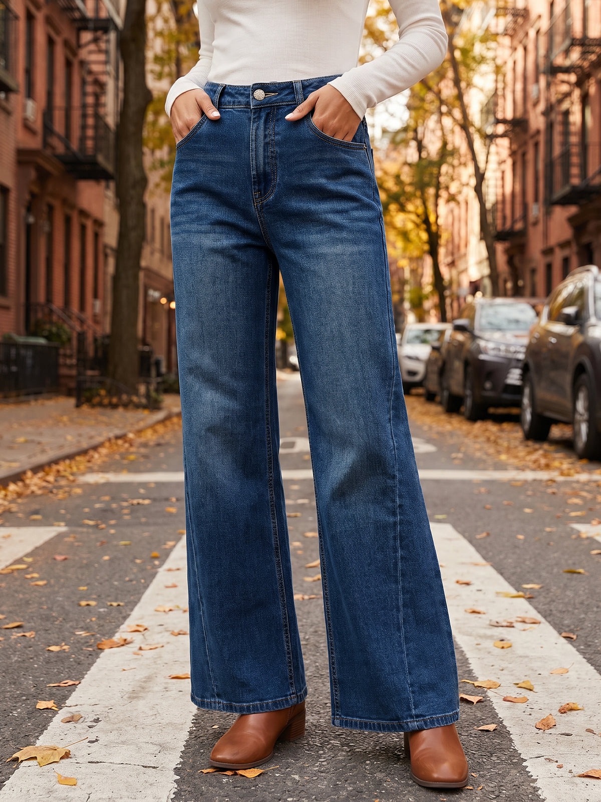 usvara Women High Waisted Flare Jeans