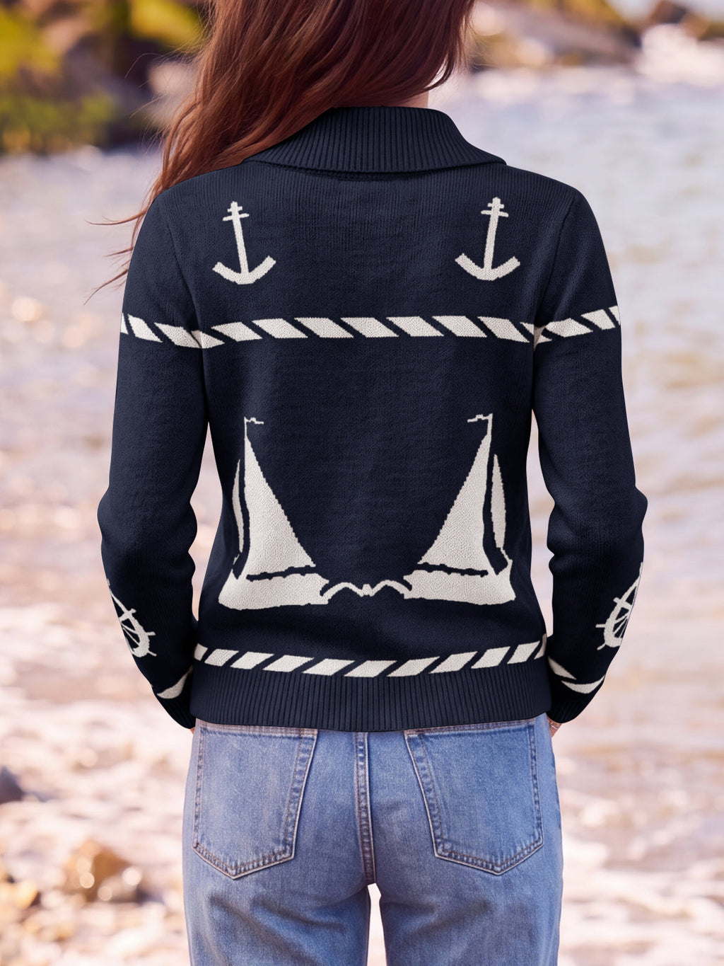usvara Womens Zip Up Collared Sweater