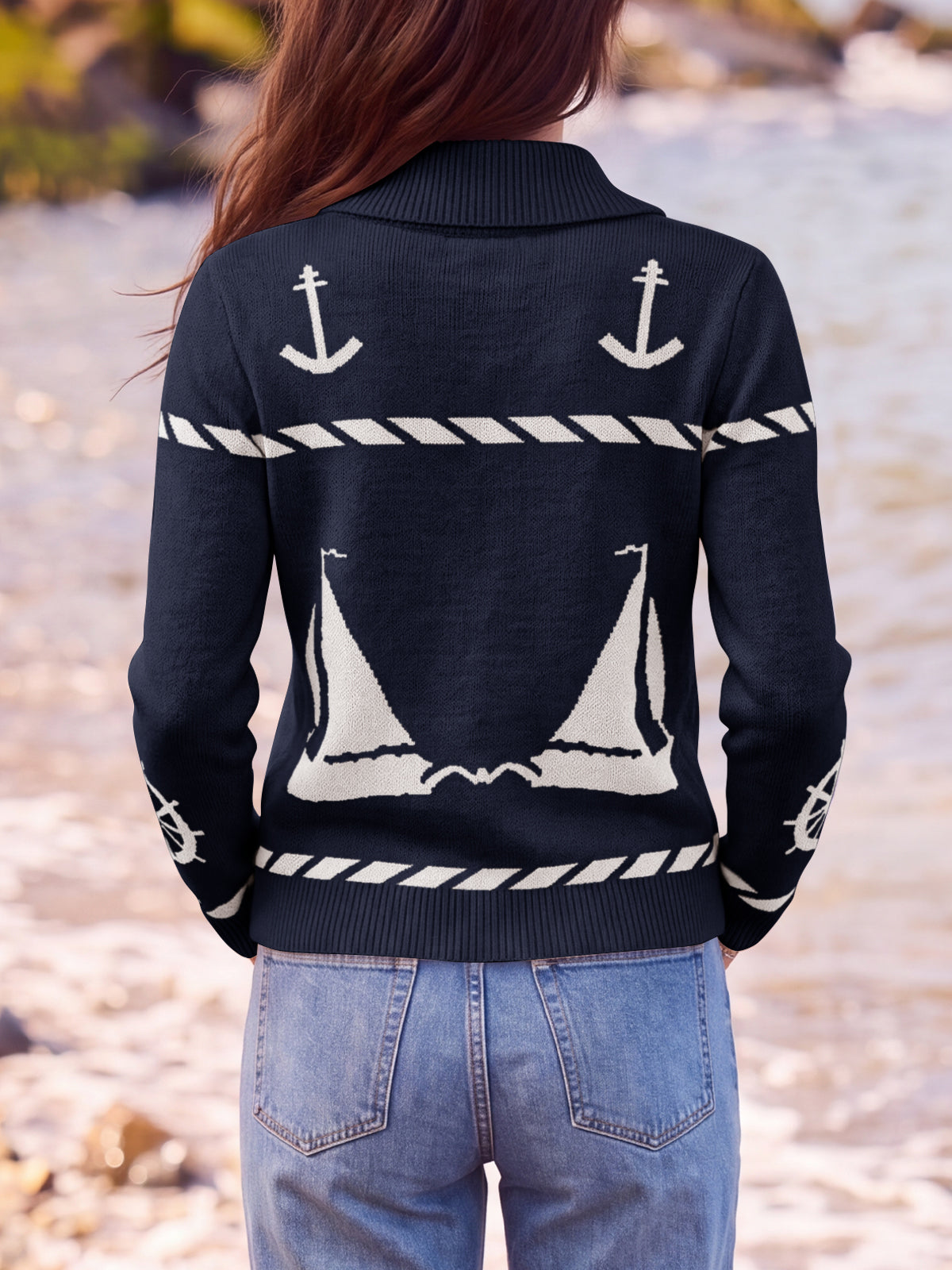 usvara Womens Zip Up Collared Sweater