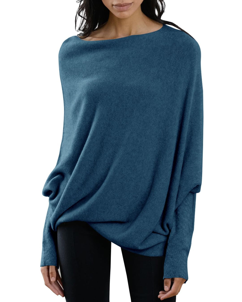 usvara Womens Boat Neck Oversized Knit Sweater