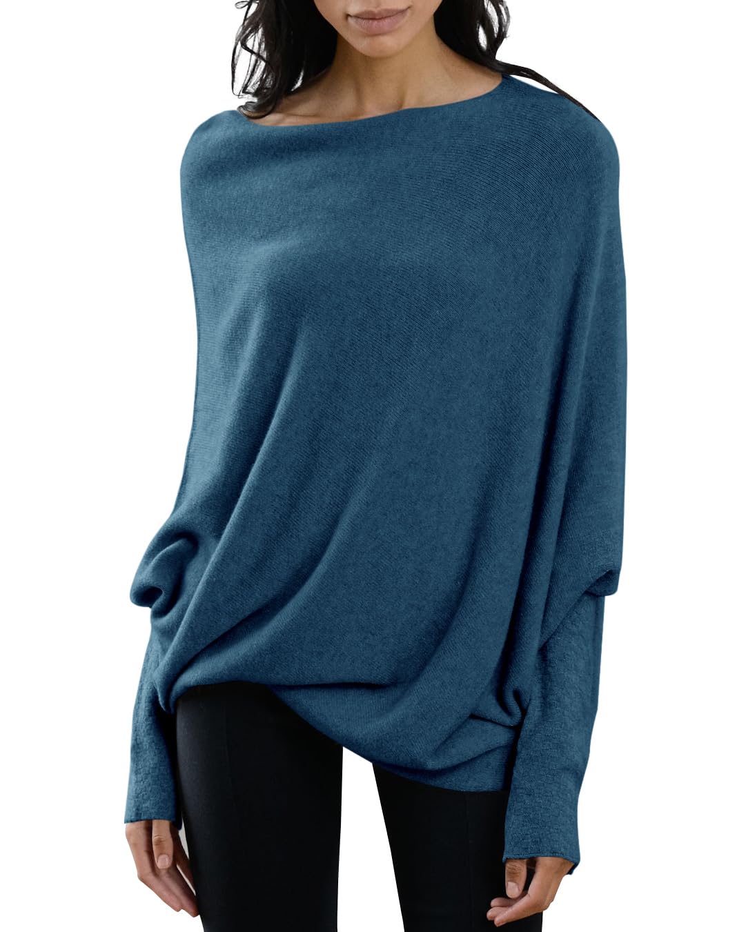 usvara Womens Boat Neck Oversized Knit Sweater