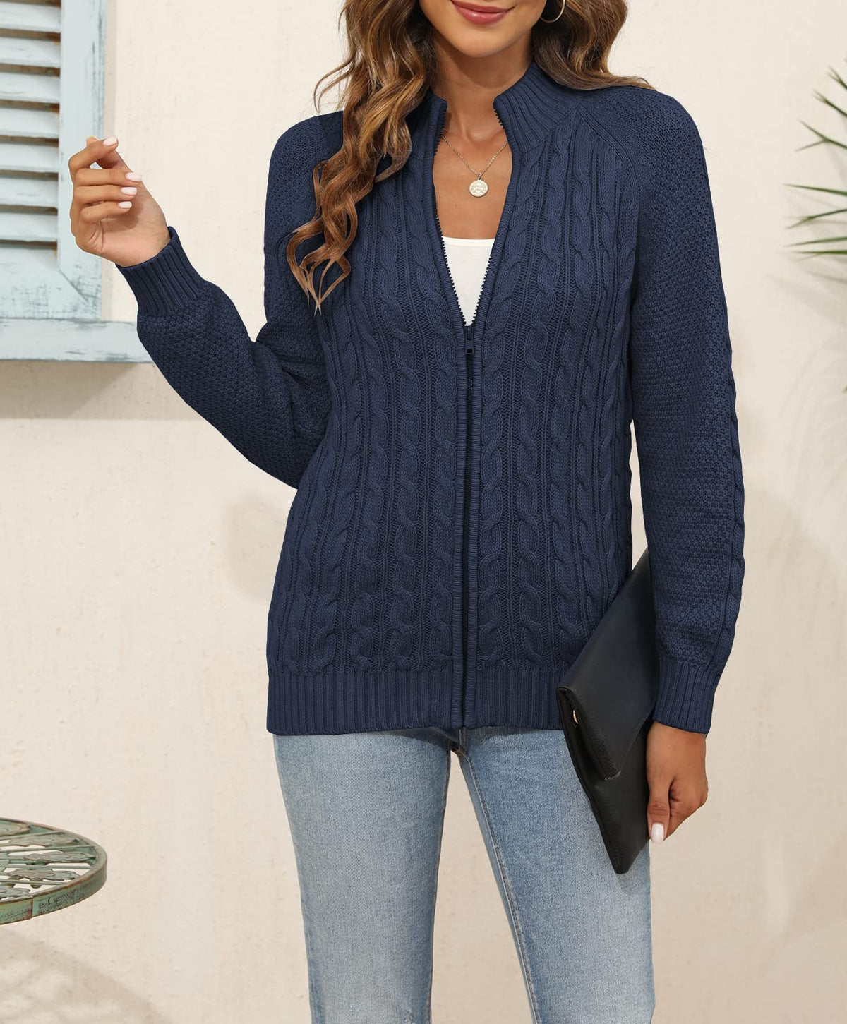 usvara Women Cable Knit Cardigan