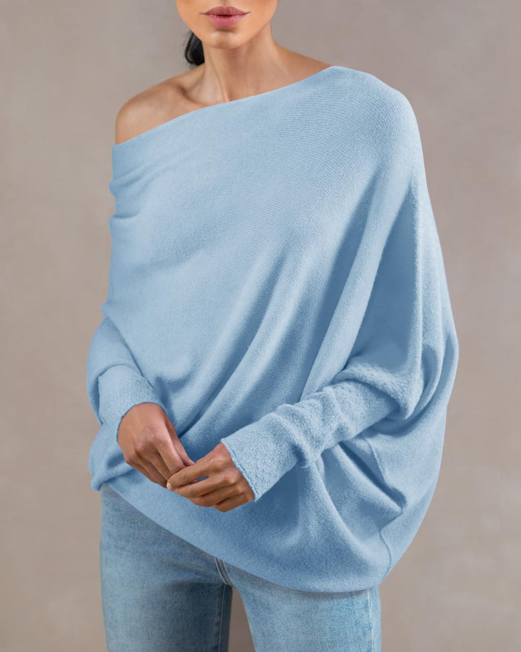 usvara Womens Boat Neck Oversized Knit Sweater