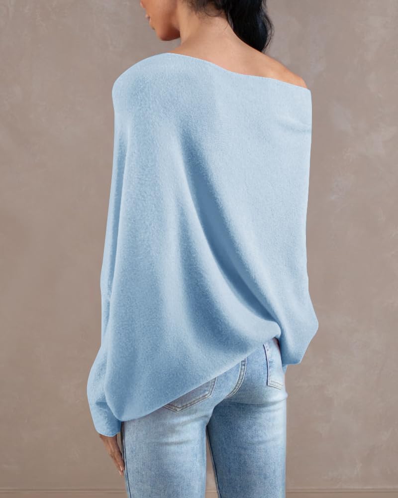usvara Womens Boat Neck Oversized Knit Sweater