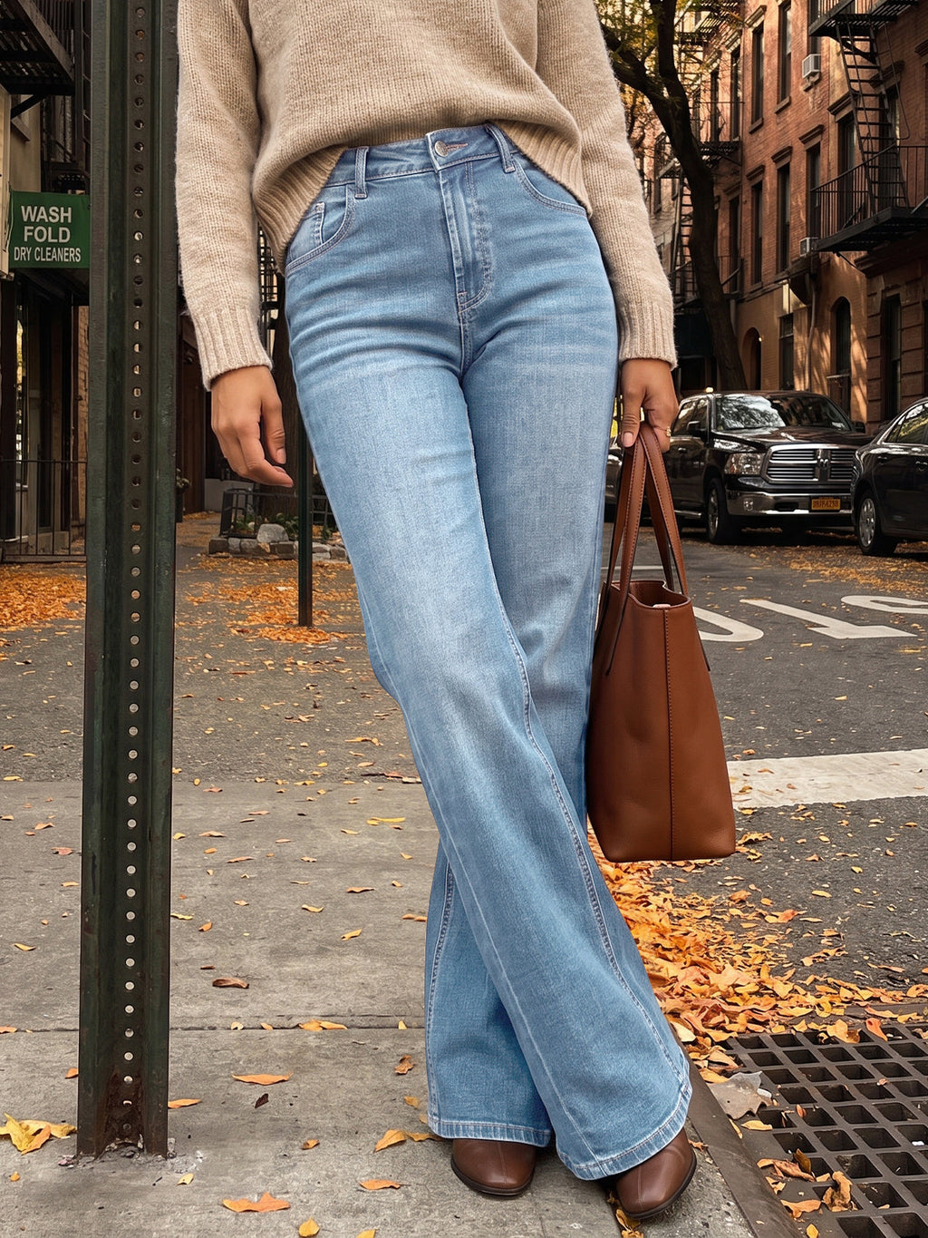 usvara Women High Waisted Flare Jeans