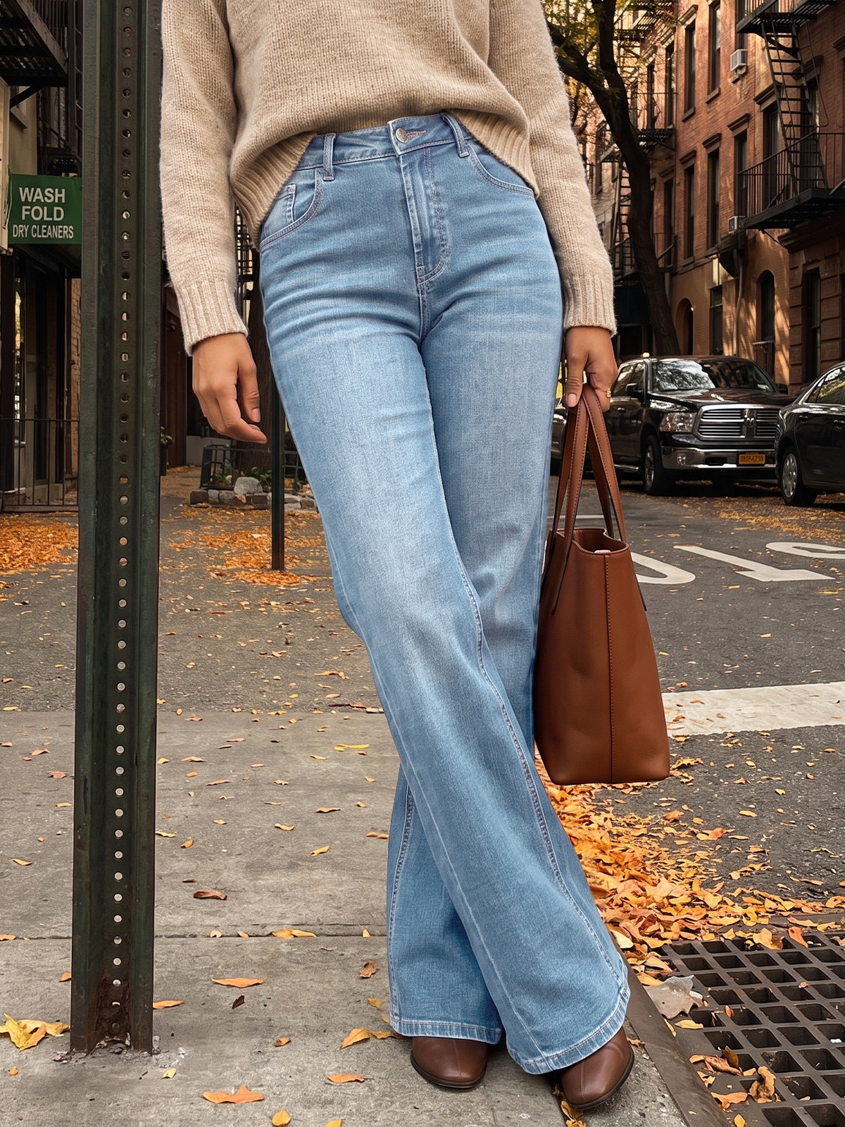 usvara Women High Waisted Flare Jeans