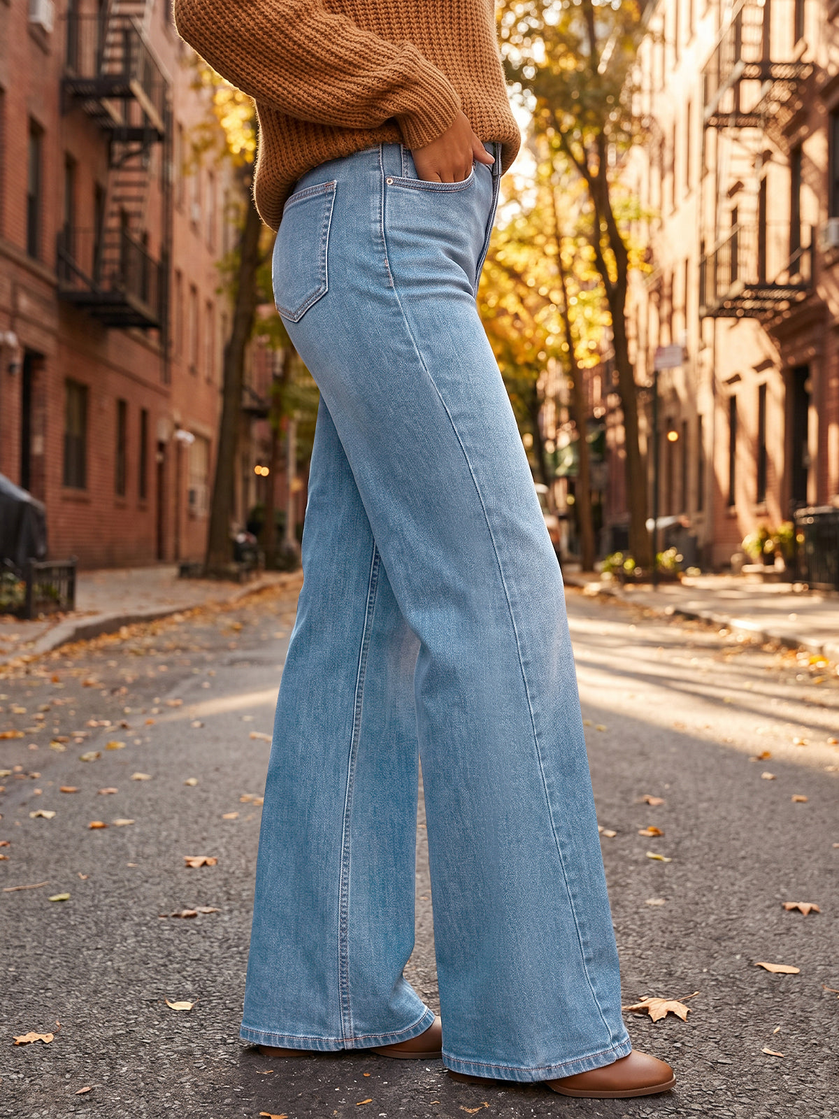 usvara Women High Waisted Flare Jeans