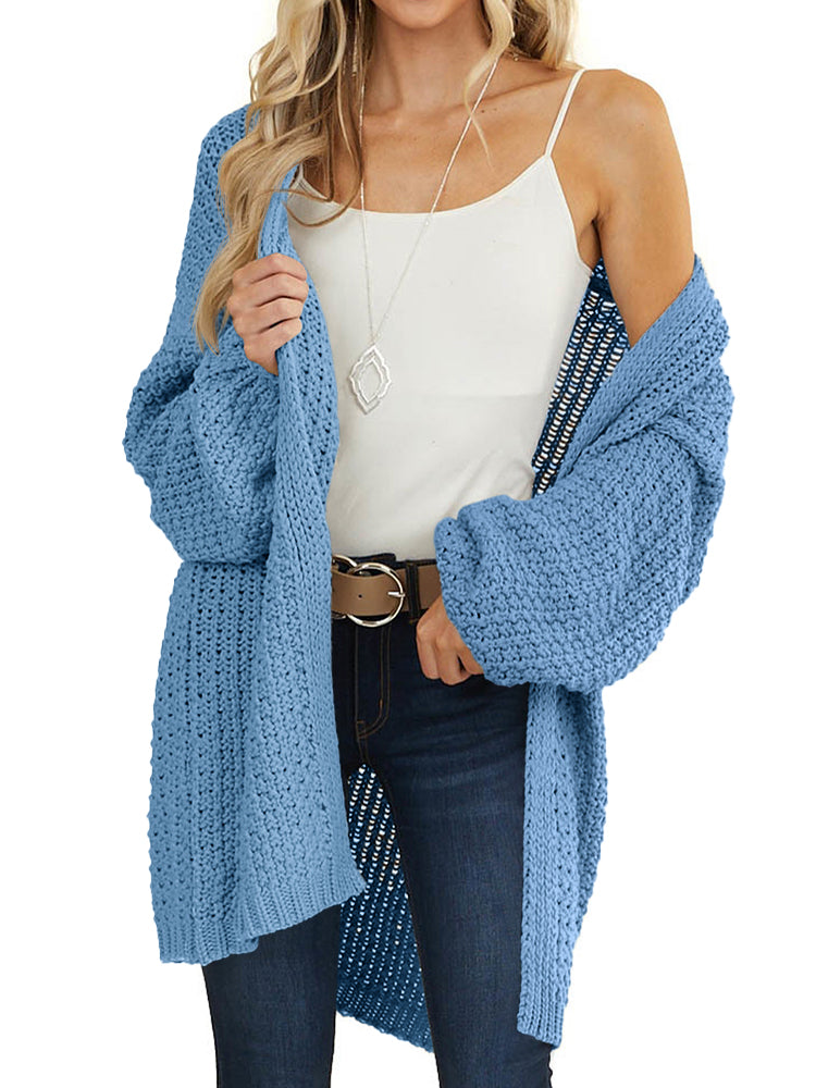 usvara Womens Oversized Open Front Knit Cardigan
