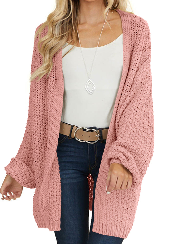 usvara Womens Oversized Open Front Knit Cardigan