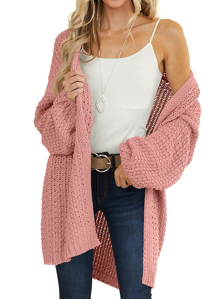 usvara Womens Oversized Open Front Knit Cardigan