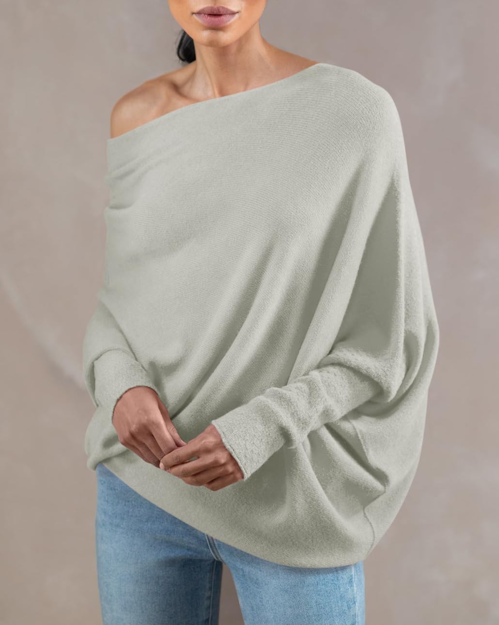 usvara Womens Boat Neck Oversized Knit Sweater