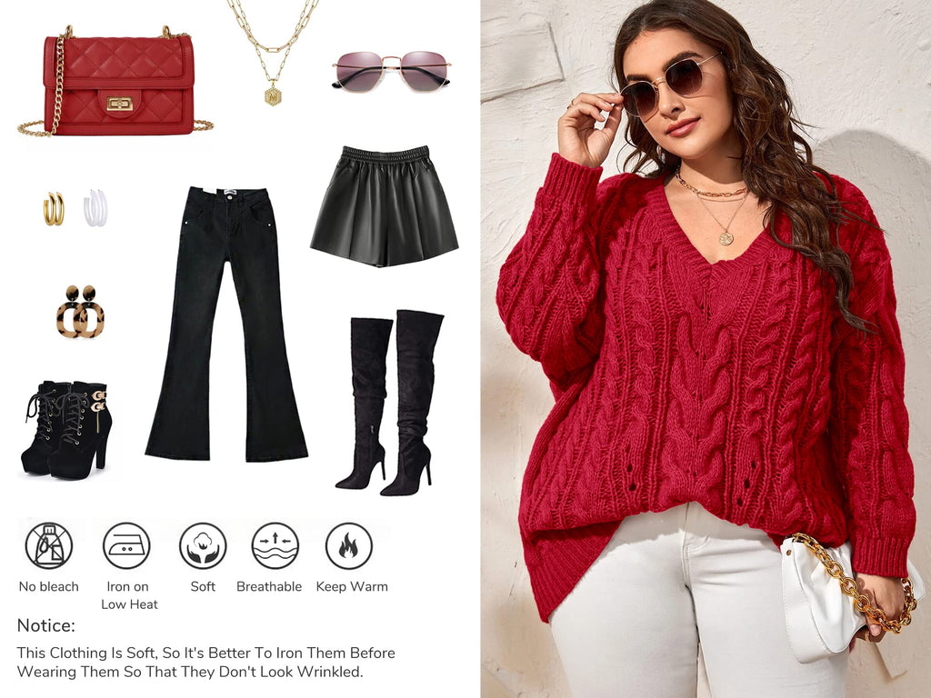 usvara Womens Plus Size Sweater