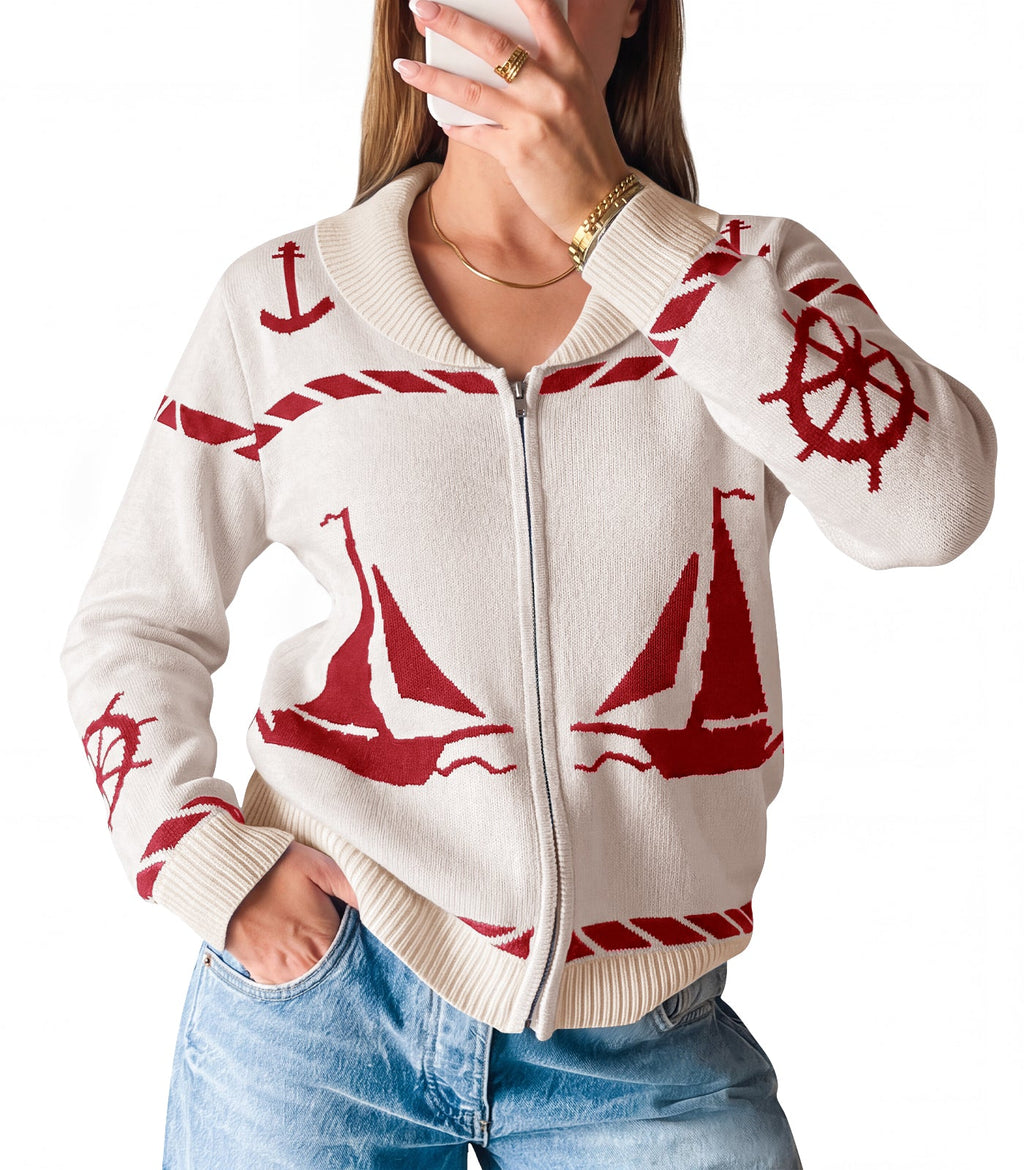 usvara Womens Zip Up Collared Sweater