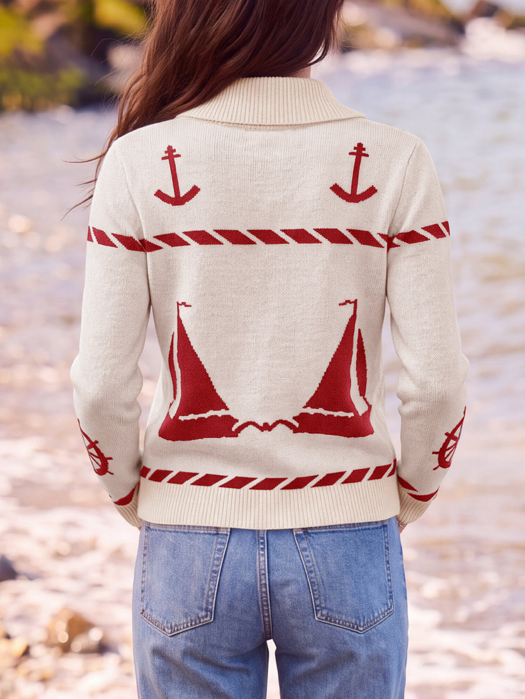 usvara Womens Zip Up Collared Sweater