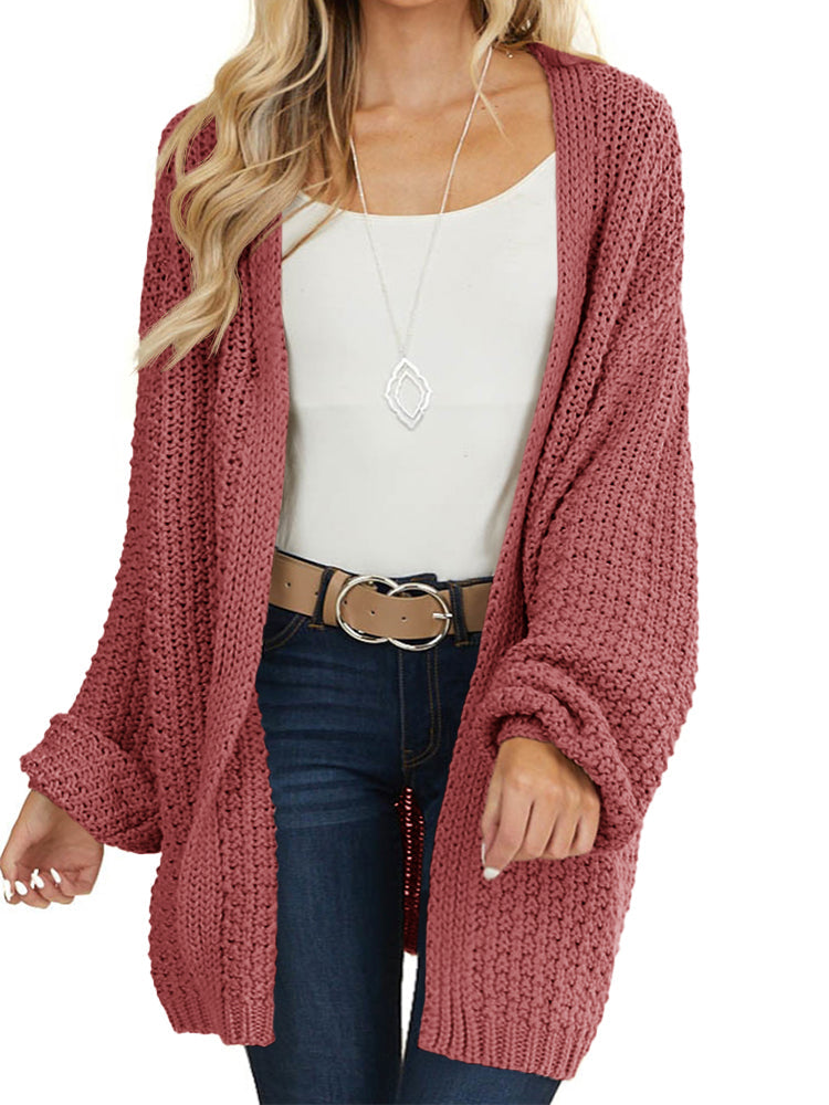 usvara Womens Oversized Open Front Knit Cardigan