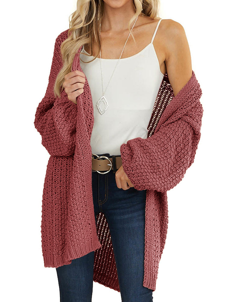 usvara Womens Oversized Open Front Knit Cardigan