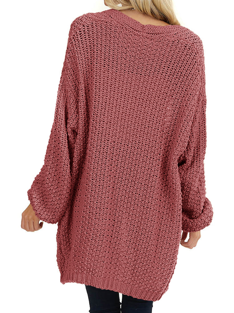 usvara Womens Oversized Open Front Knit Cardigan