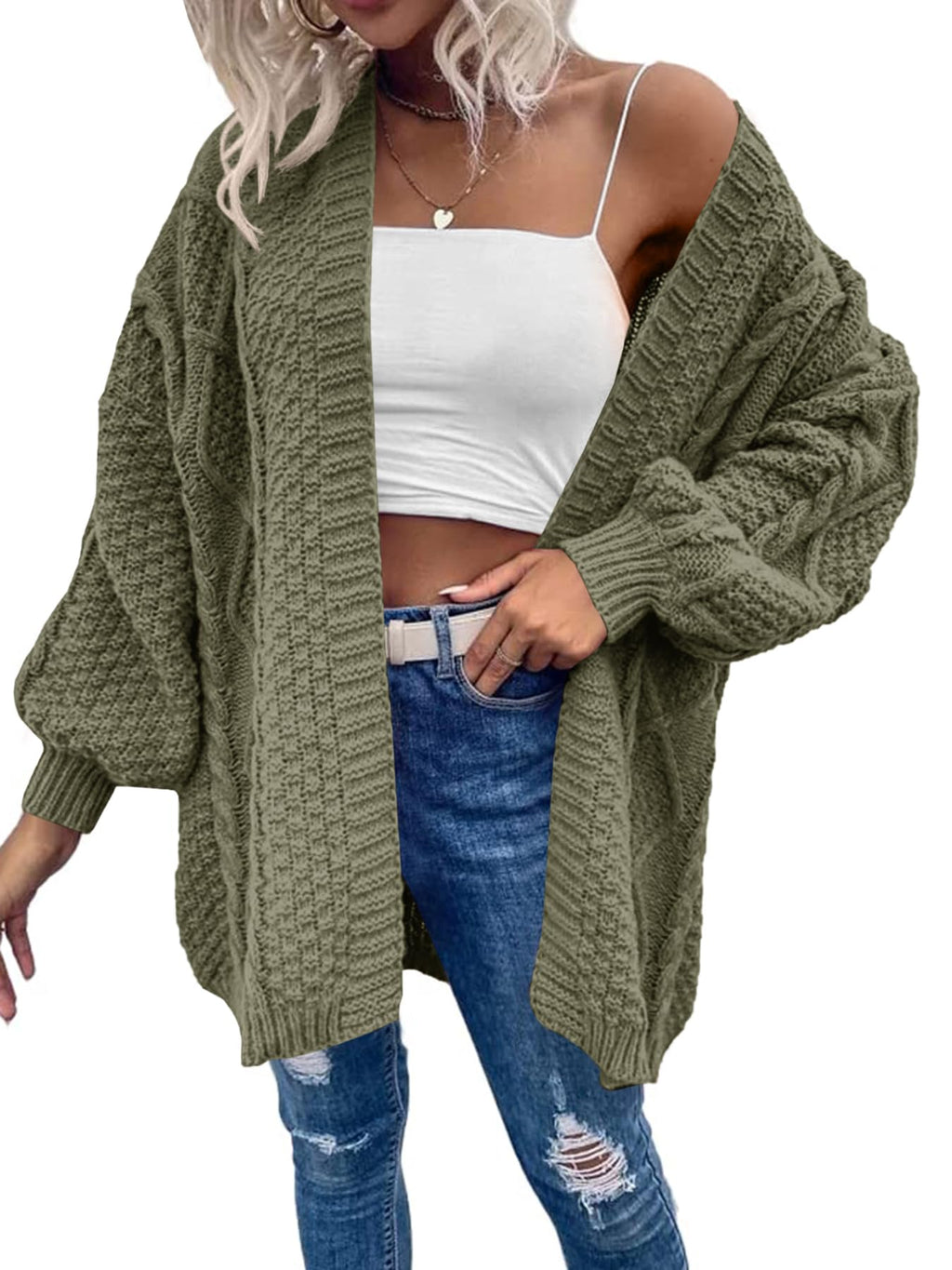 usvara Womens Chunky Cable Knit Cardigan