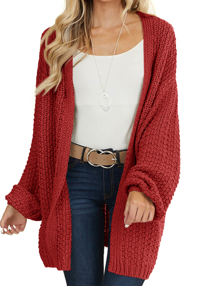 usvara Womens Oversized Open Front Knit Cardigan