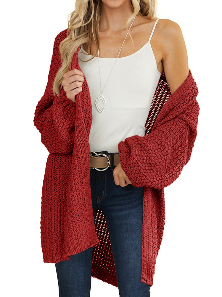 usvara Womens Oversized Open Front Knit Cardigan