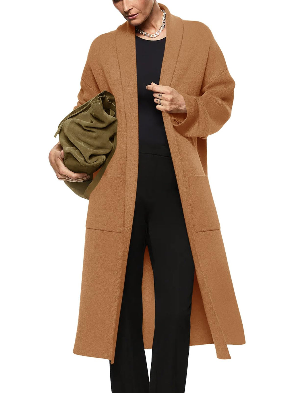 usvara Womens Oversized Open Front Cardigan