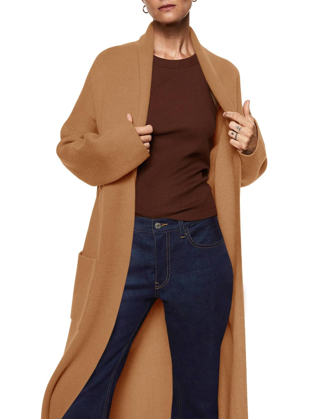 usvara Womens Oversized Open Front Cardigan