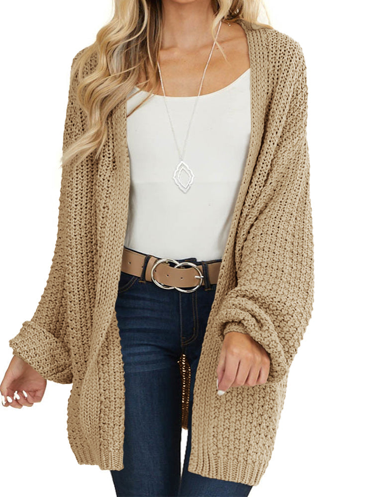 usvara Womens Oversized Open Front Knit Cardigan
