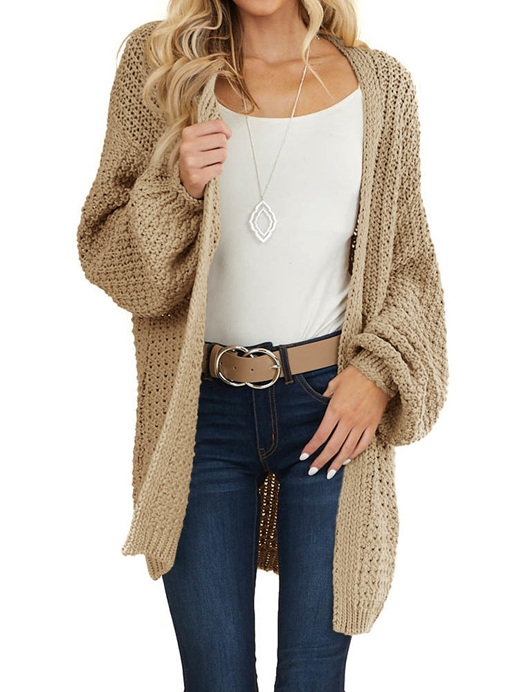 usvara Womens Oversized Open Front Knit Cardigan