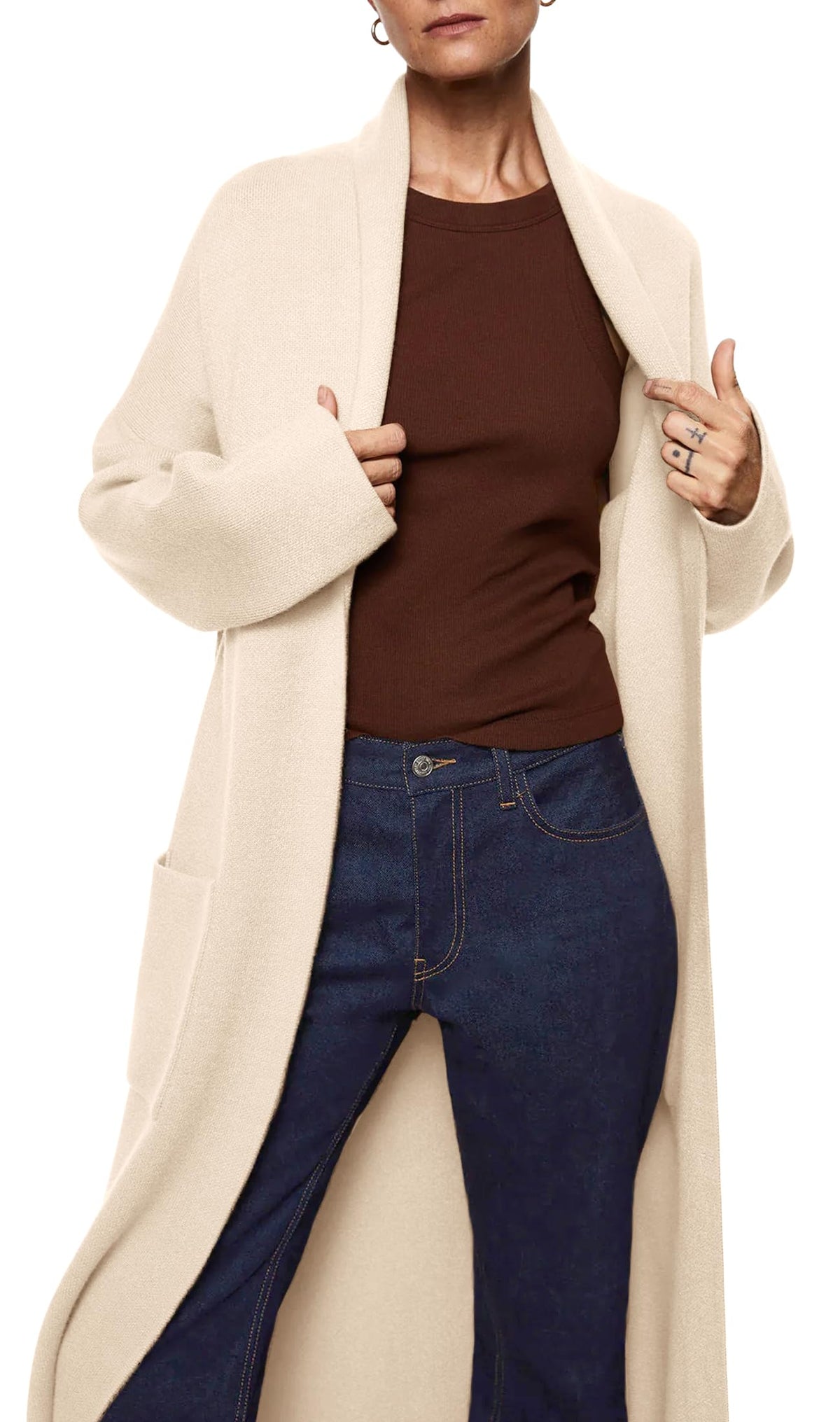 usvara Womens Oversized Open Front Cardigan