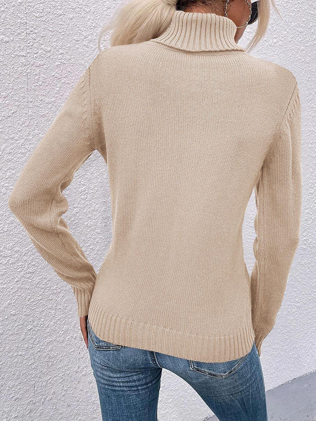 usvara Women Turtleneck Cable Knit Sweater