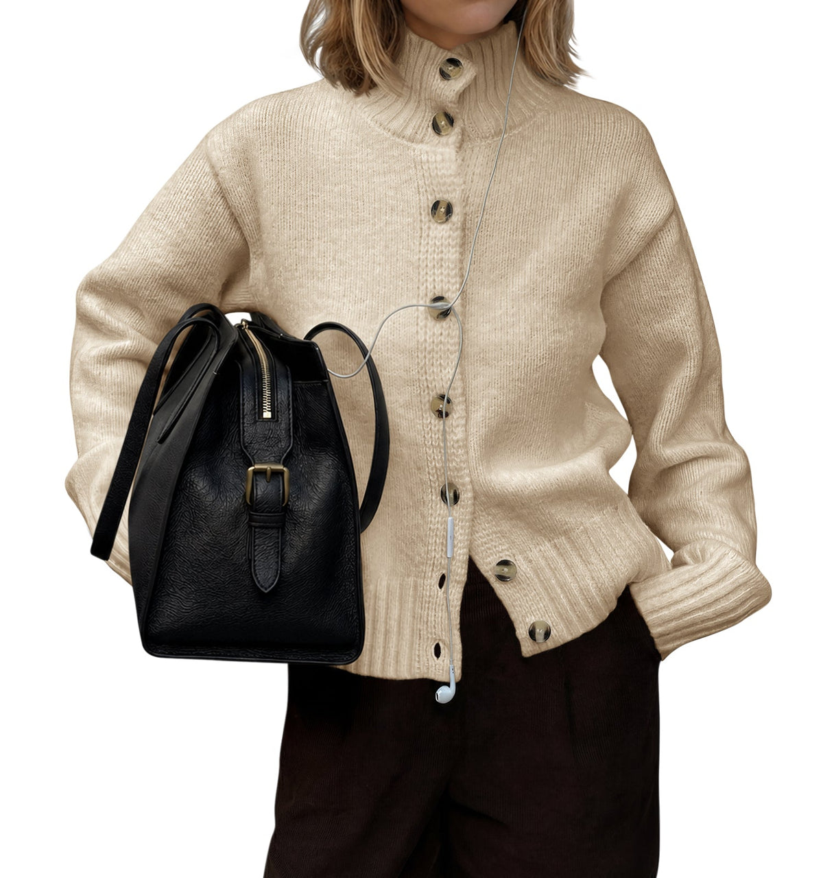 usvara Womens Mock Neck Button Up Cardigans