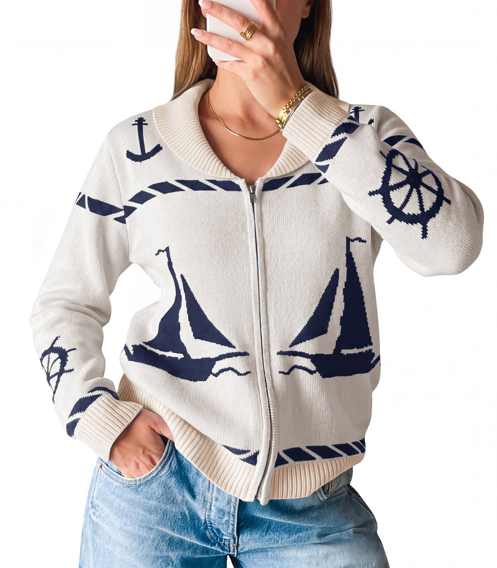 usvara Womens Zip Up Collared Sweater