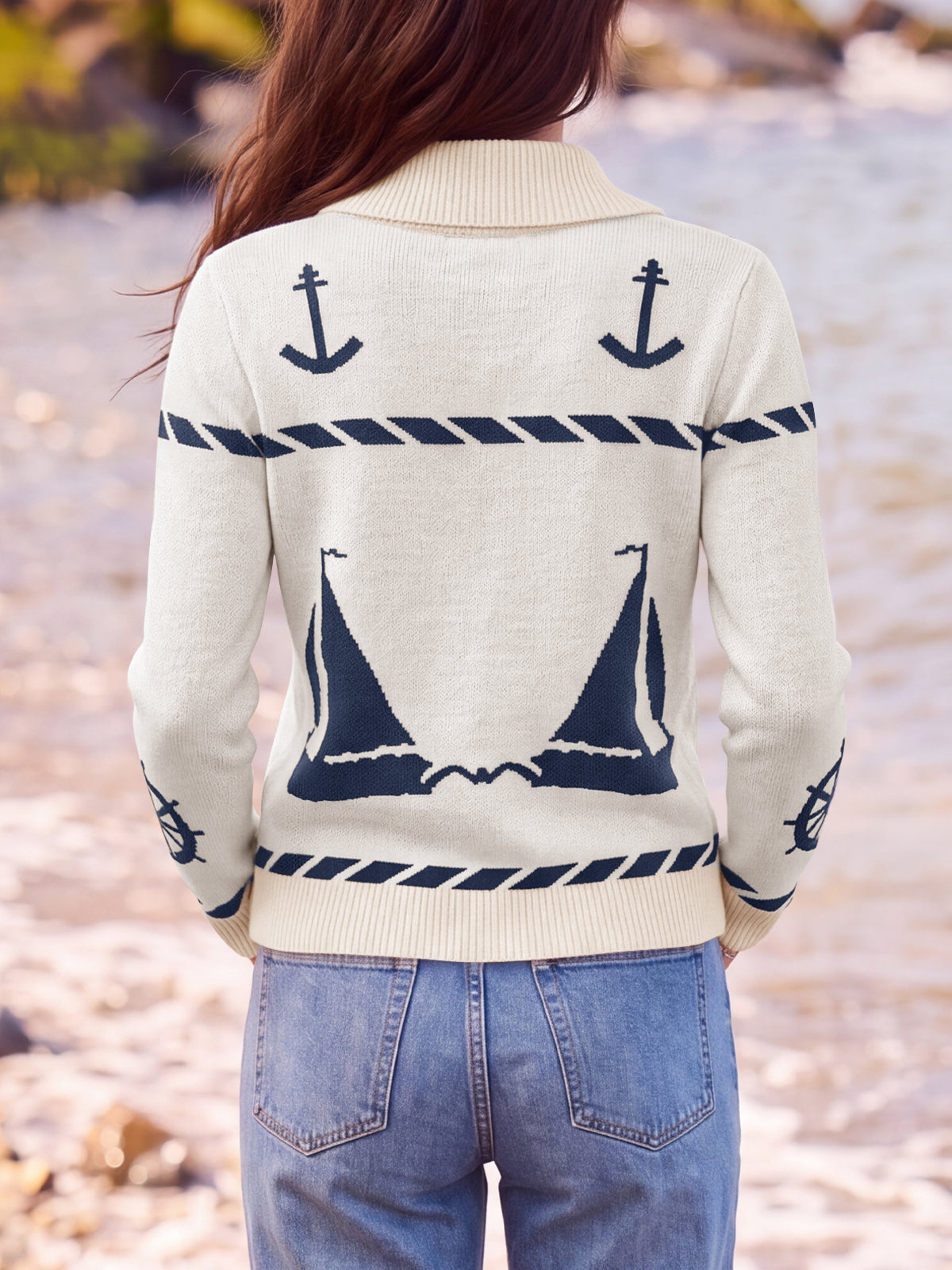 usvara Womens Zip Up Collared Sweater