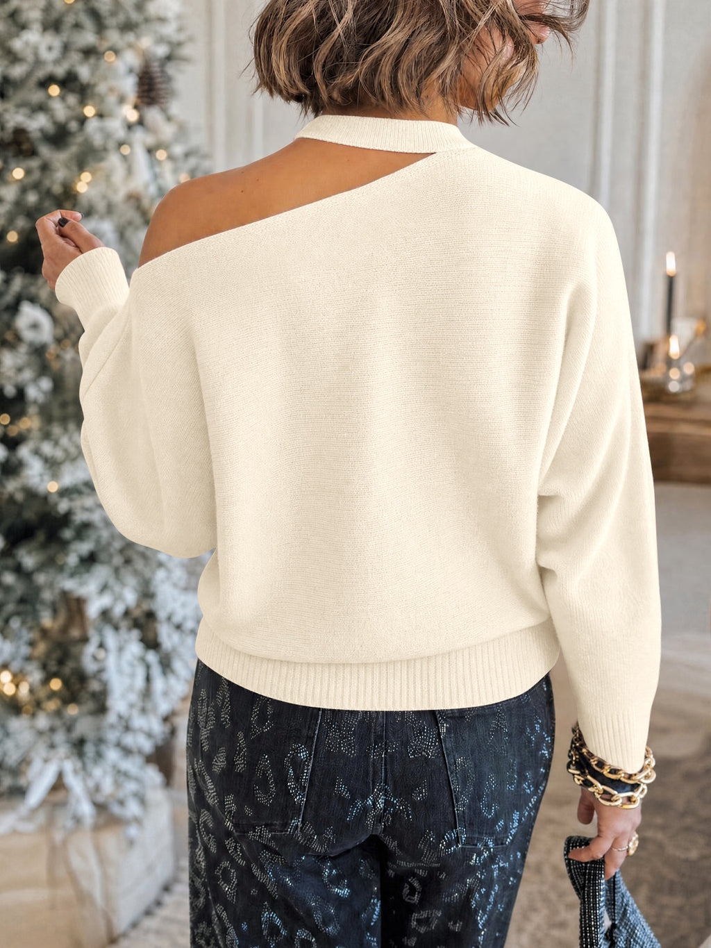 usvara Womens Off Shoulder Halter Sweater