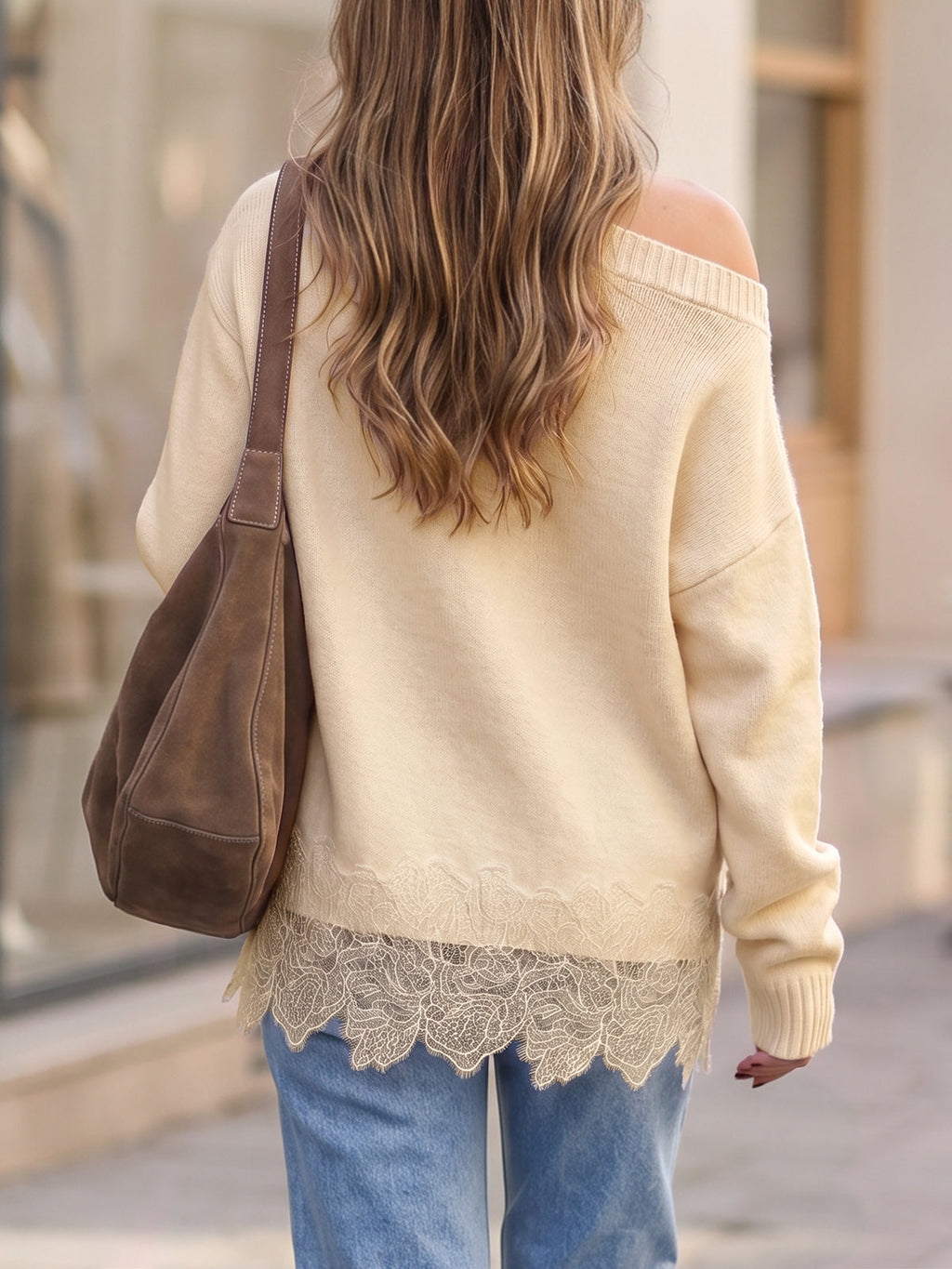 usvara Women Lace Patchwork Sweater